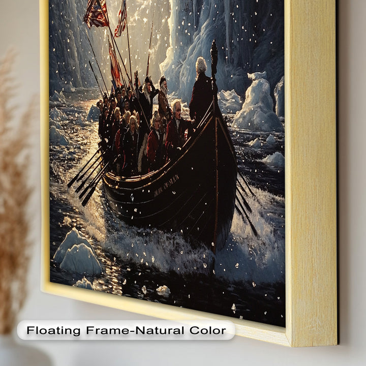 Crossing the Ice – Patriotic Revolutionary Boat Oil Painting