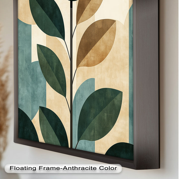 Geometric Botanical – Mid-Century Modern Leaf Oil Painting