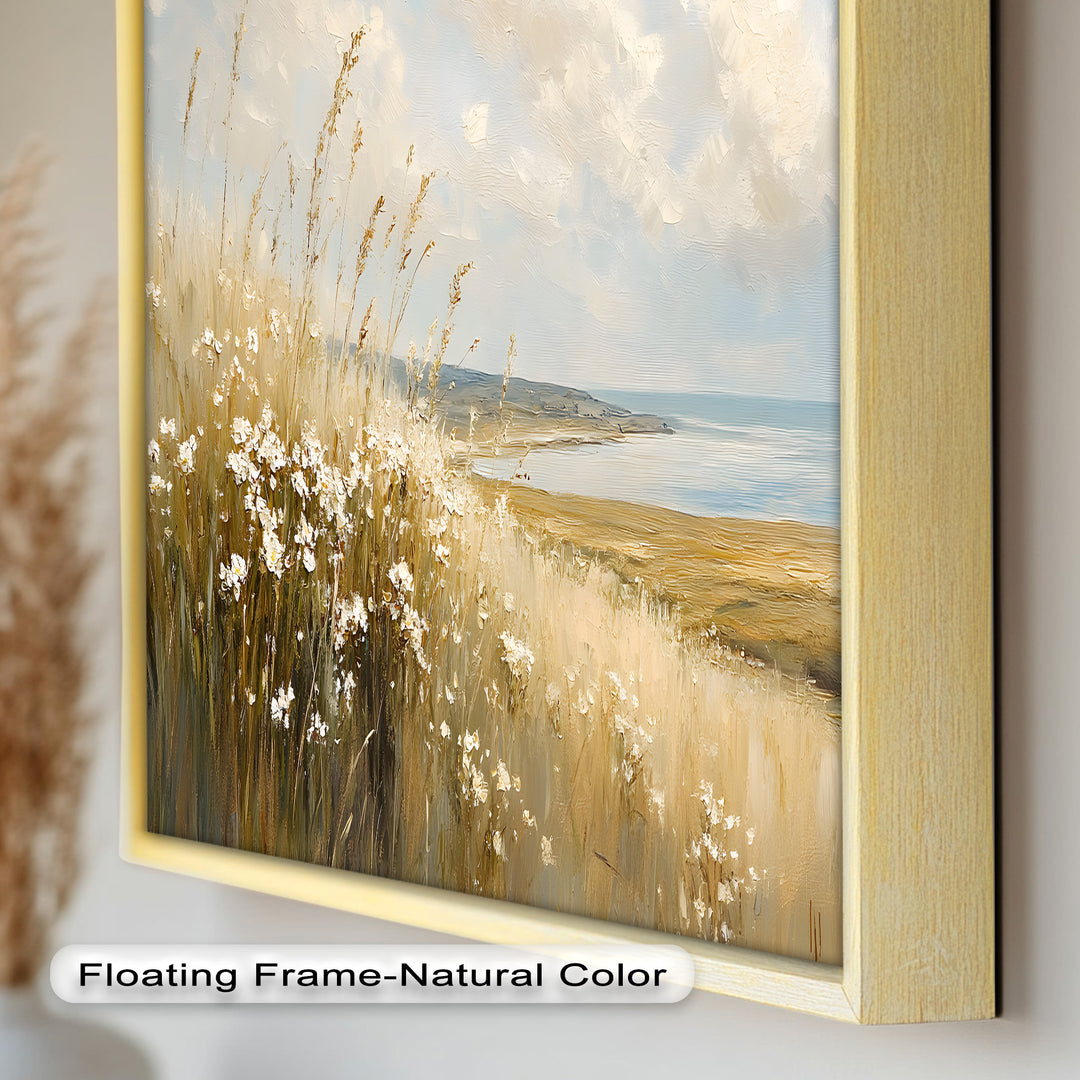 Wildflower Field Landscape – Serene Coastal Oil Painting