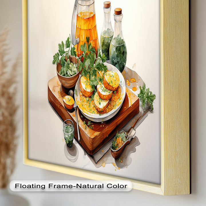 Golden Herb Delight – Rustic Food Still Life Painting