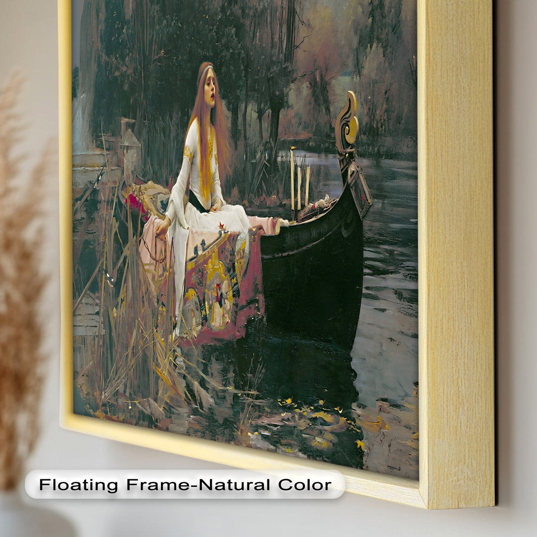 The Lady of Shalott – Romantic River Journey Historic Oil Painting