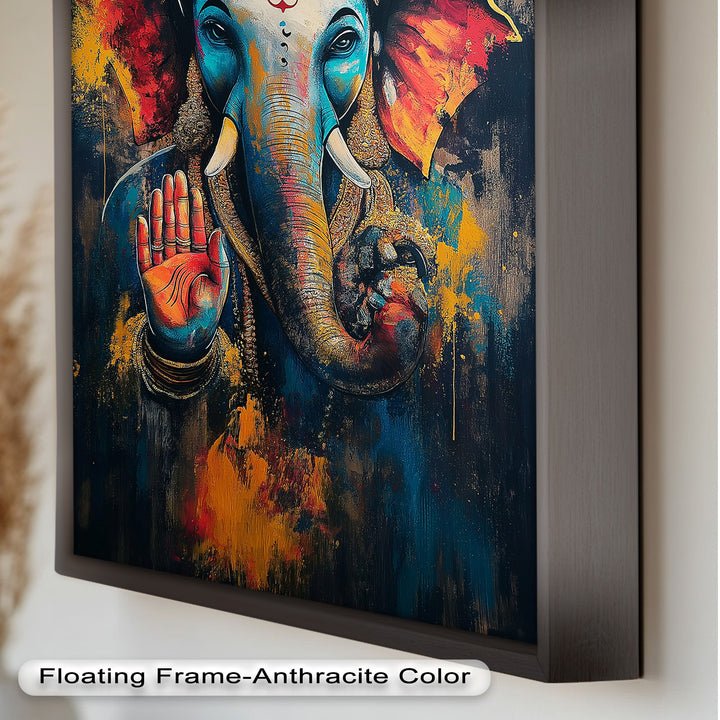 Ganesha Segen Wandkunst – Religiöses Ölgemälde