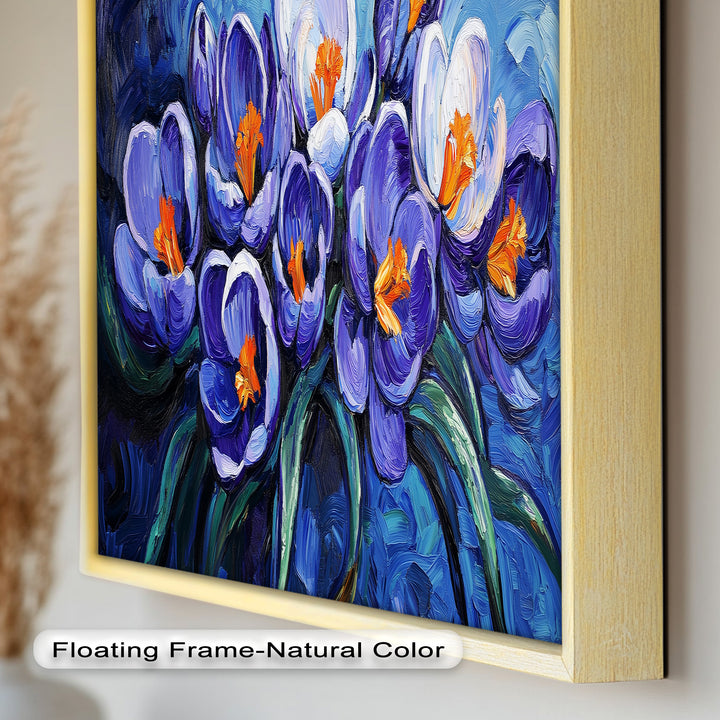 Crocus Flowers in Blue and Violet Hues - Flower Oil Painting