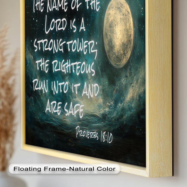 Proverbs 18:10 – Strong Tower Bible Verse Oil Painting