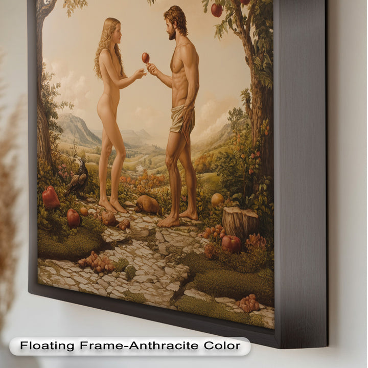 The First Temptation – Adam and Eve in Eden Renaissance Oil Painting