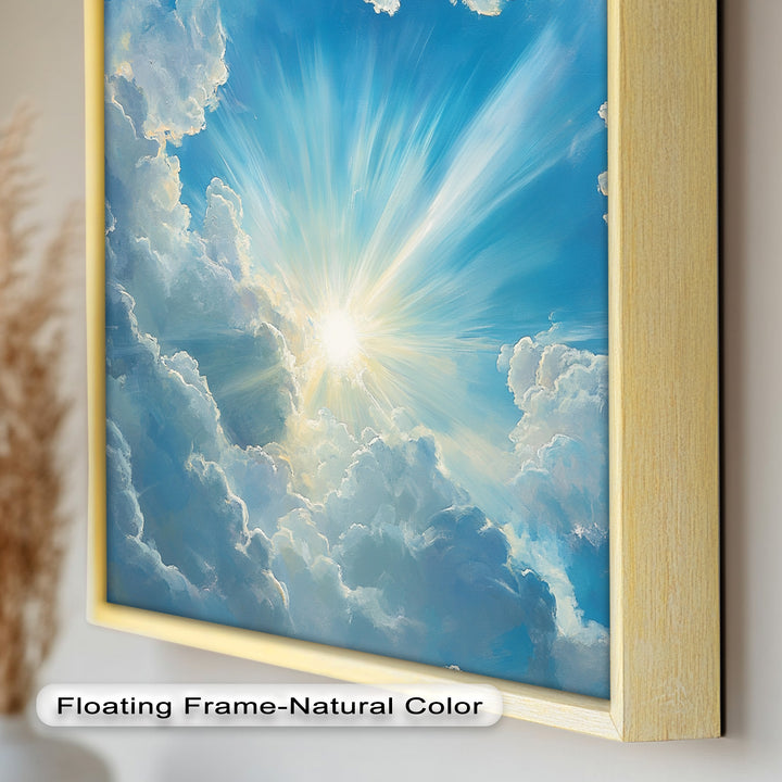 Heavenly Clouds and Radiant Sun – Luminous Sky Oil Painting