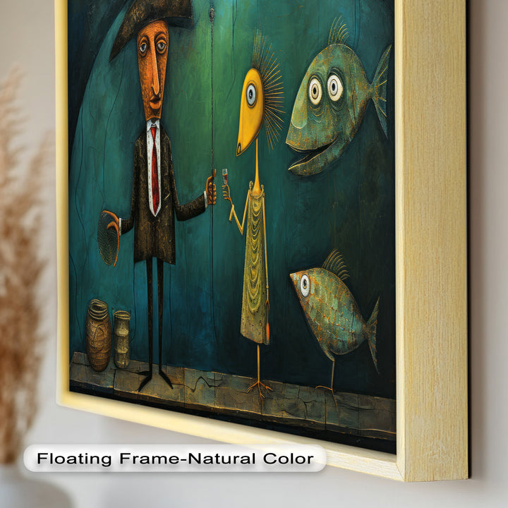 Moonlight Toast – Whimsical Surrealist Underwater Picasso Oil Painting