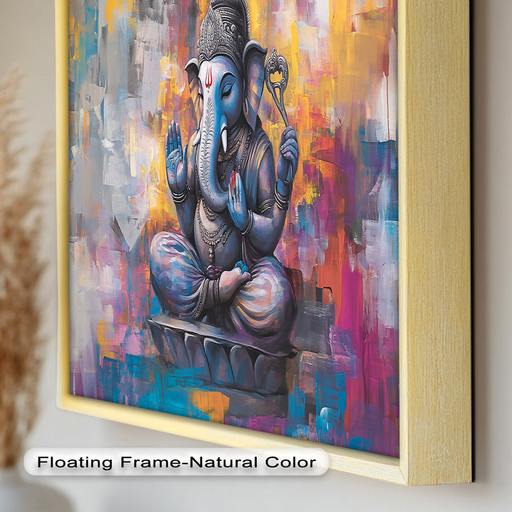 Farbenfrohe Ganesha-Wandkunst – Religiöses Ölgemälde