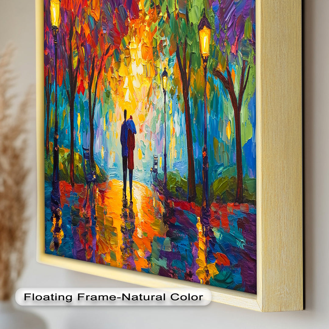 Autumn Radiance – Lovers Under the Colorful Canopy Love Oil Painting