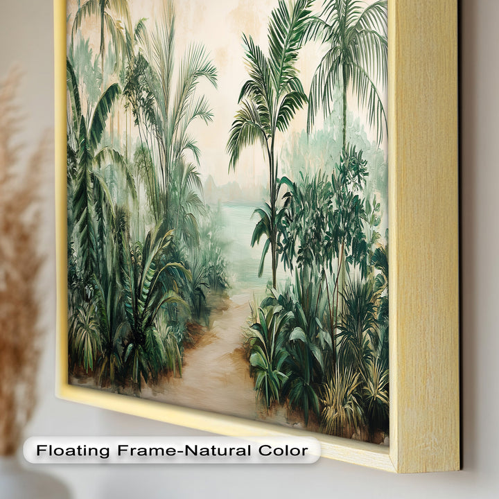 Tropical Serenity Pathway – Ölgemälde mit exotischem Grün