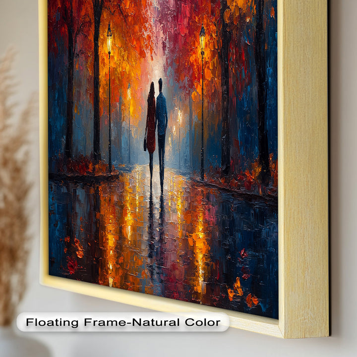 Romantic Walk Under Fiery Trees - Love Oil Painting