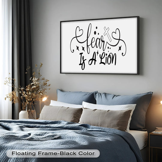  Inspirational Religious Oil Painting – “Fear Is a Lion” Motivational Christian Quote