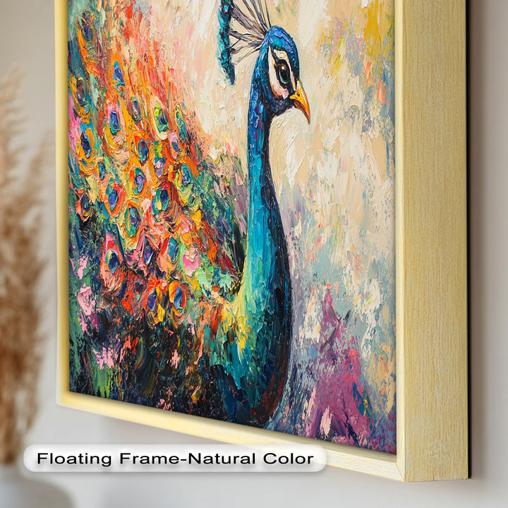 Peacock in Blooming Hues - Animal Oil Painting
