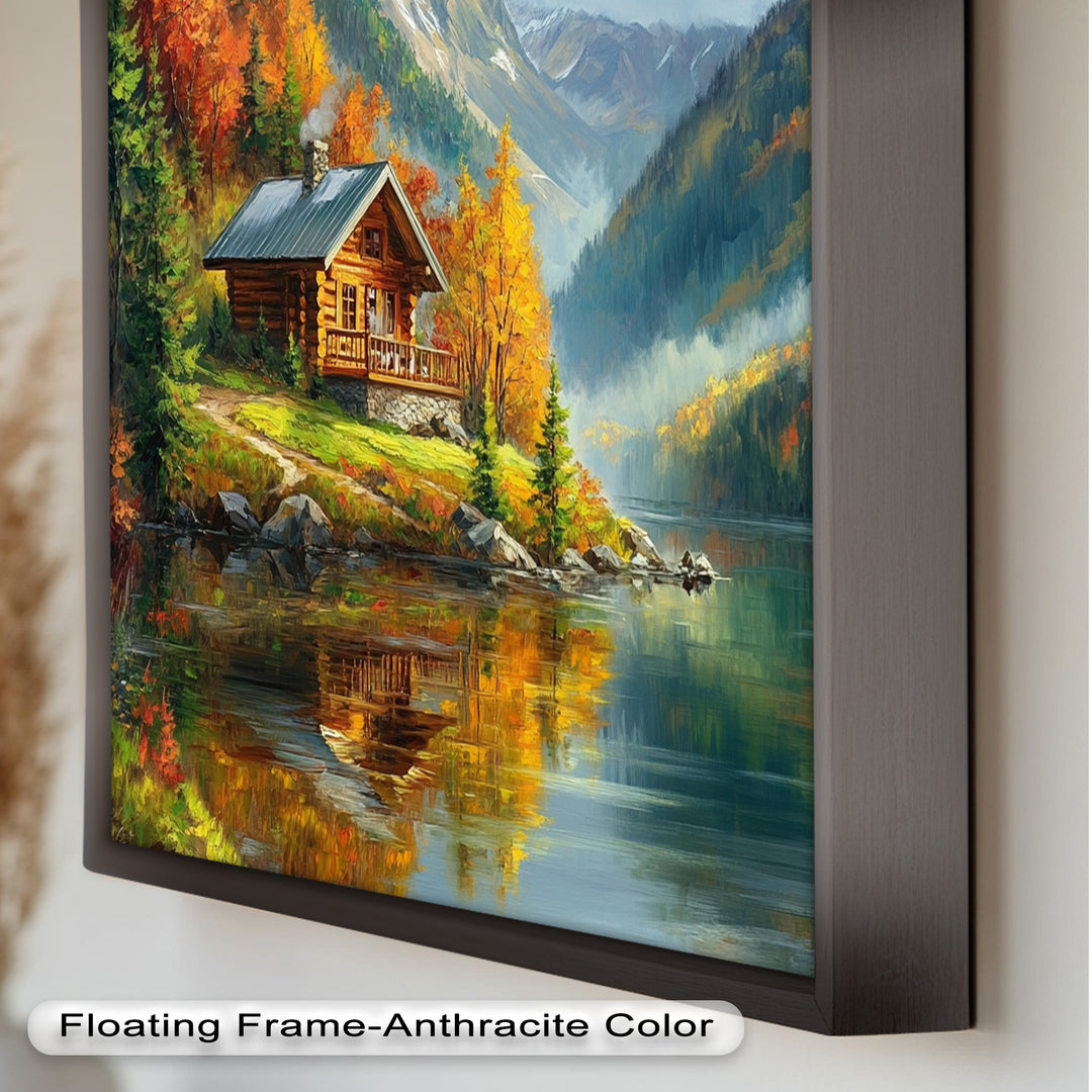 Herbst-Retreat – Berghütte am Lake Hudson River Ölgemälde