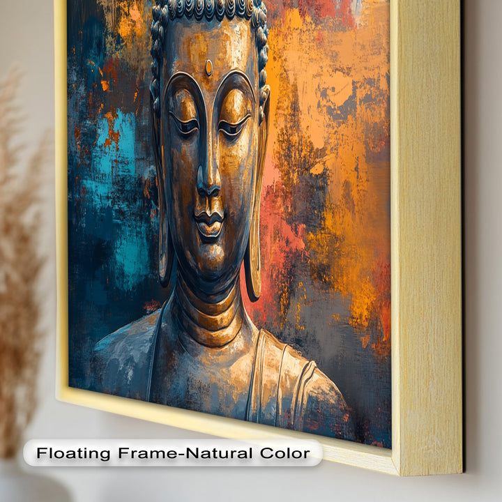 Vibrant Buddha Portrait Wall Art – Religious Oil Painting