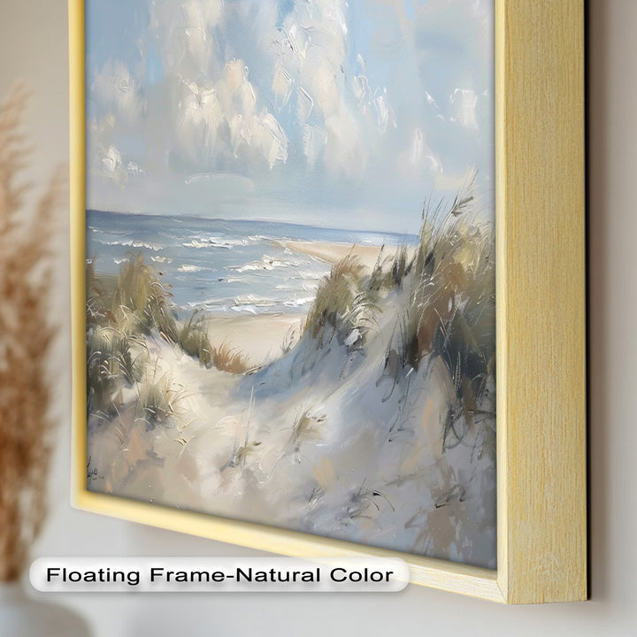 White Sand Beach Sandy Path Landscape – Coastal Oil Painting