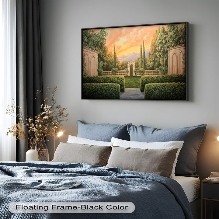 Sunset Garden Gateway – Classical Landscape Oil Painting