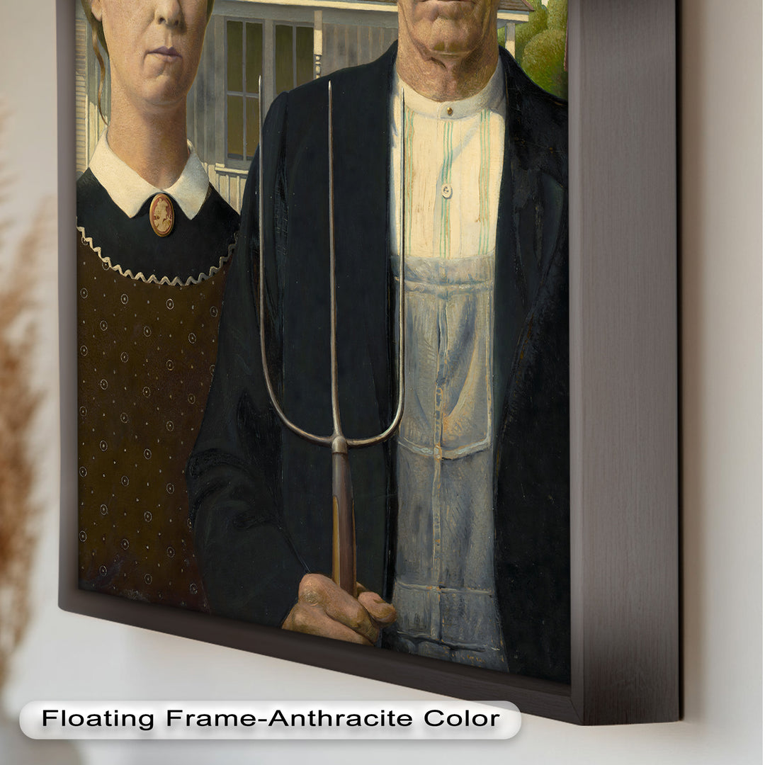 American Gothic – Ikonisches Porträt des Mittleren Westens, historisches Ölgemälde