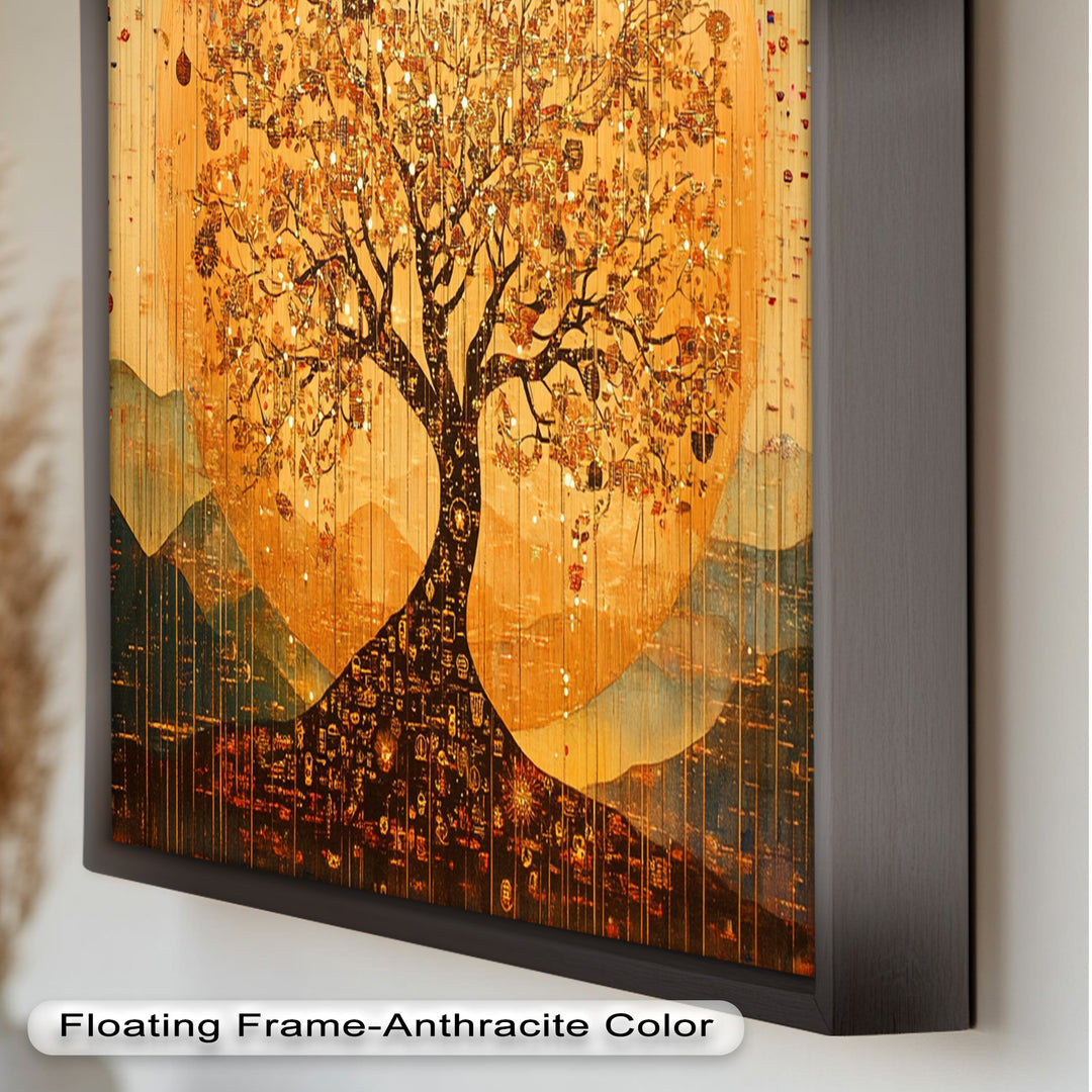 Tree of Light – Radiant Abstract Golden Tree Oil Painting