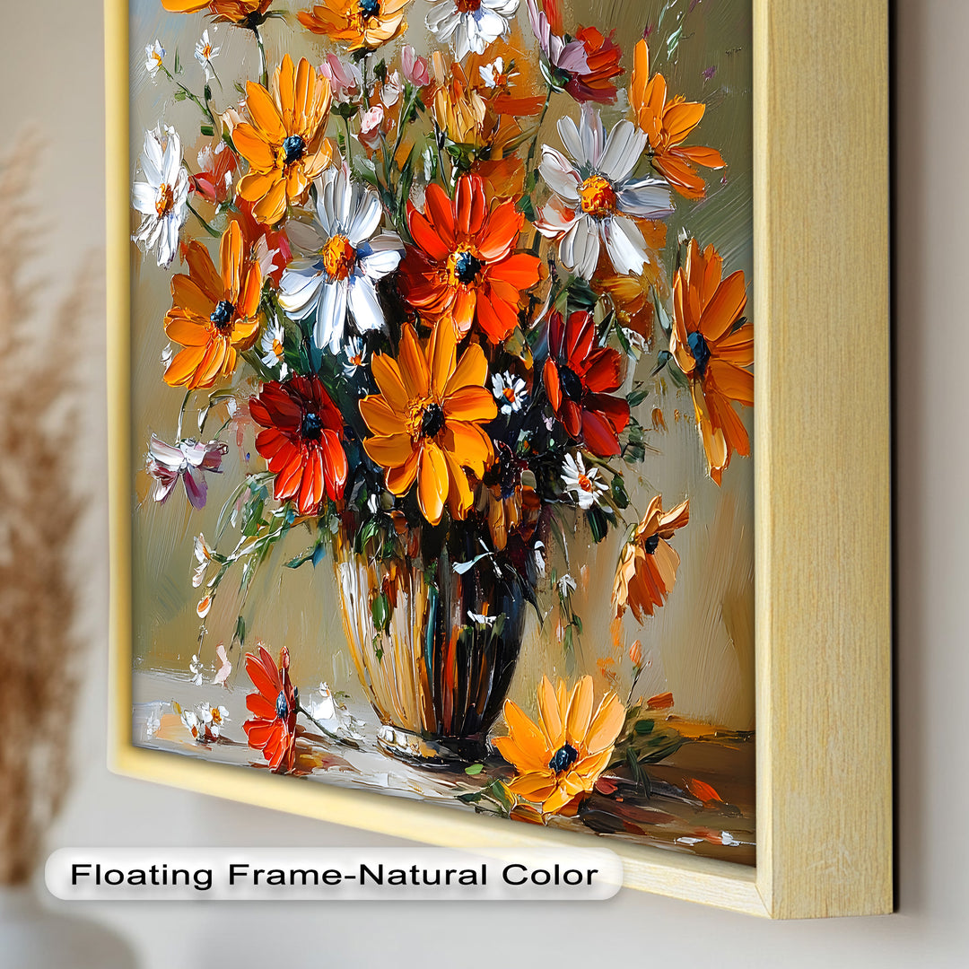 Orange & White Flowers – Botanical Oil Painting