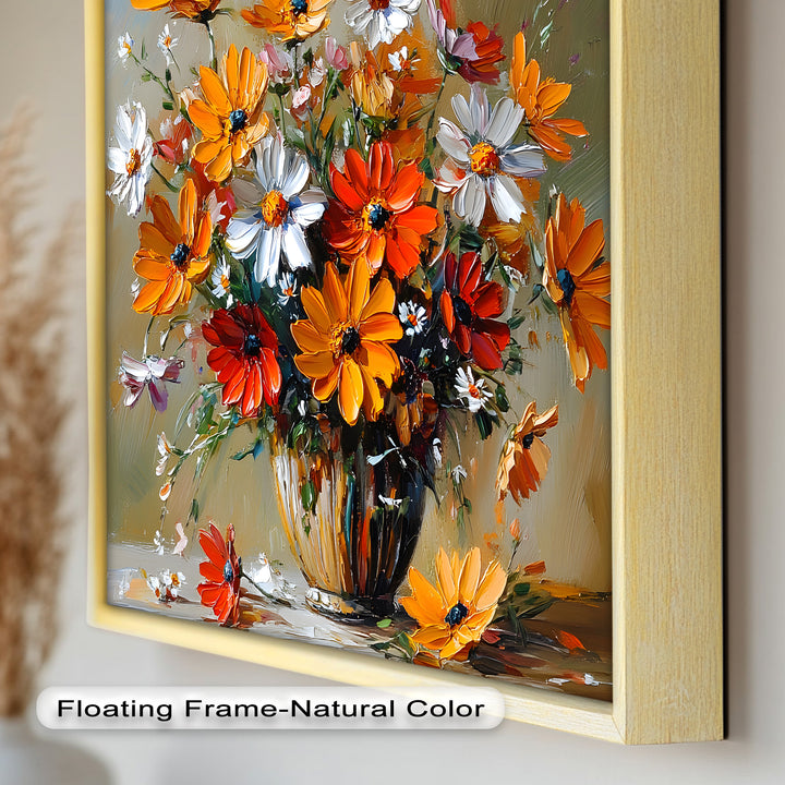 Orange & White Flowers – Botanical Oil Painting