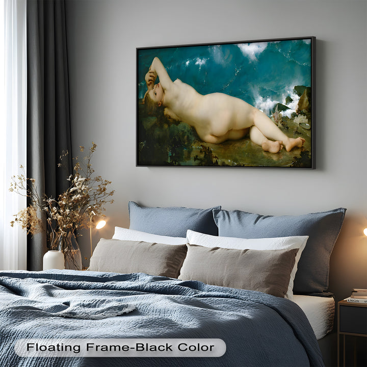 Sirensong Repose – Mythological Nude Beside the Sea Oil Painting