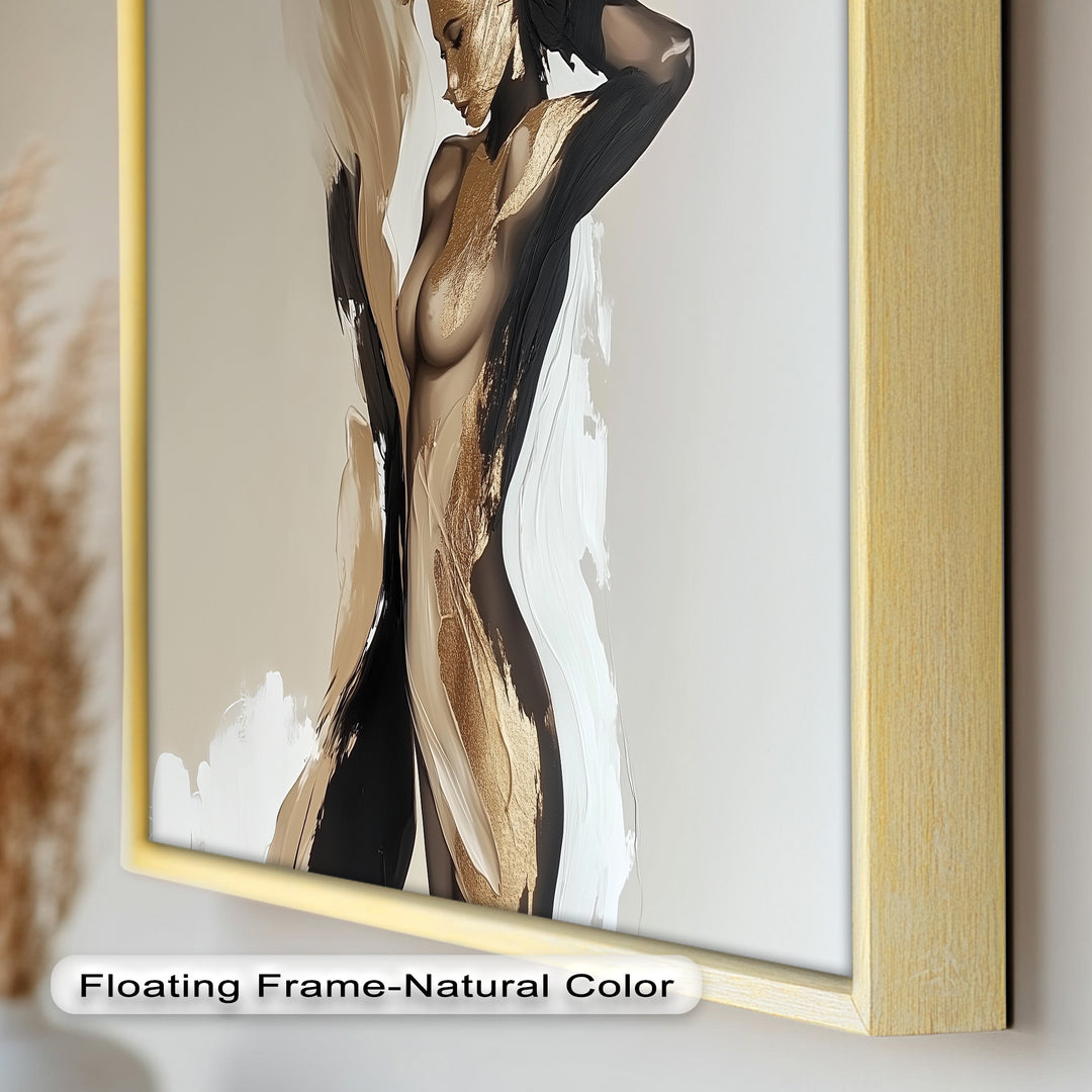 Golden Silence – Abstract Female Figure Oil Painting