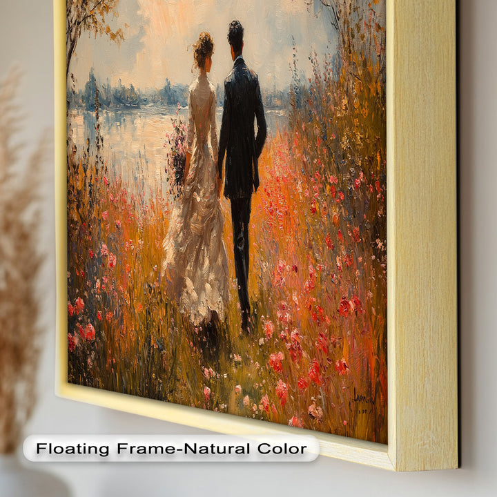 A Walk to Remember – Impressionist Couple in Blooming Field Oil Painting