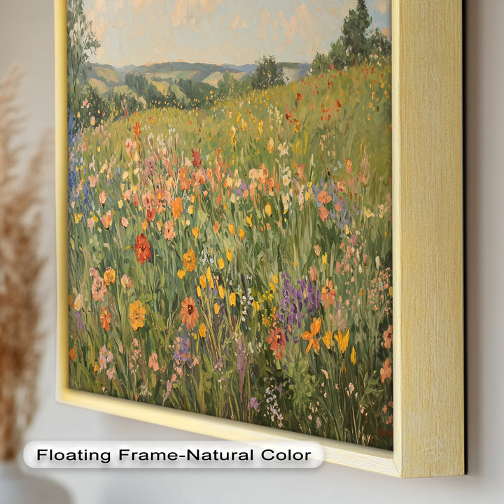 Wildflower Field Impressionist – Framed Landscape Oil Painting