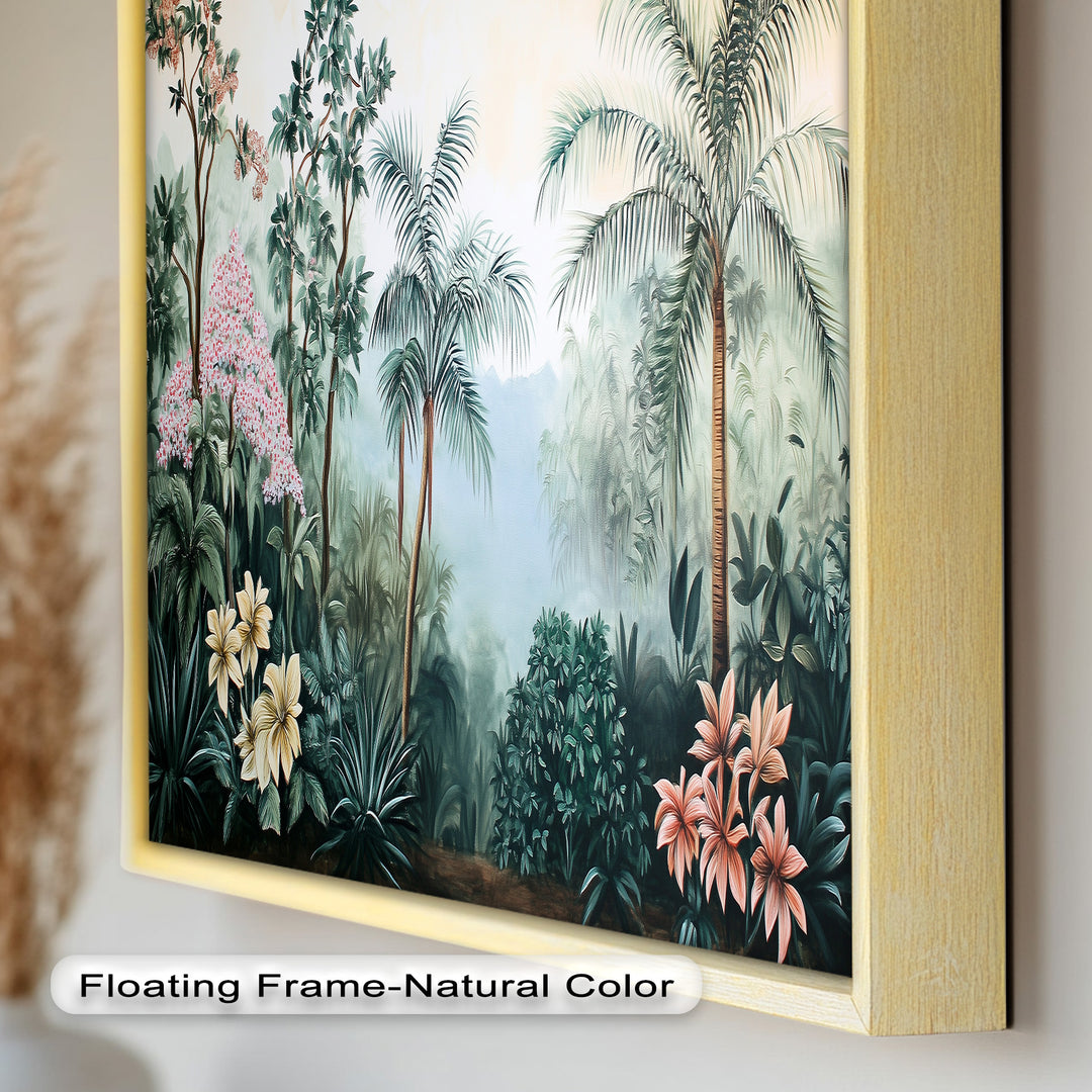 Floral Tropics Oasis – Palm Tree Oil Painting