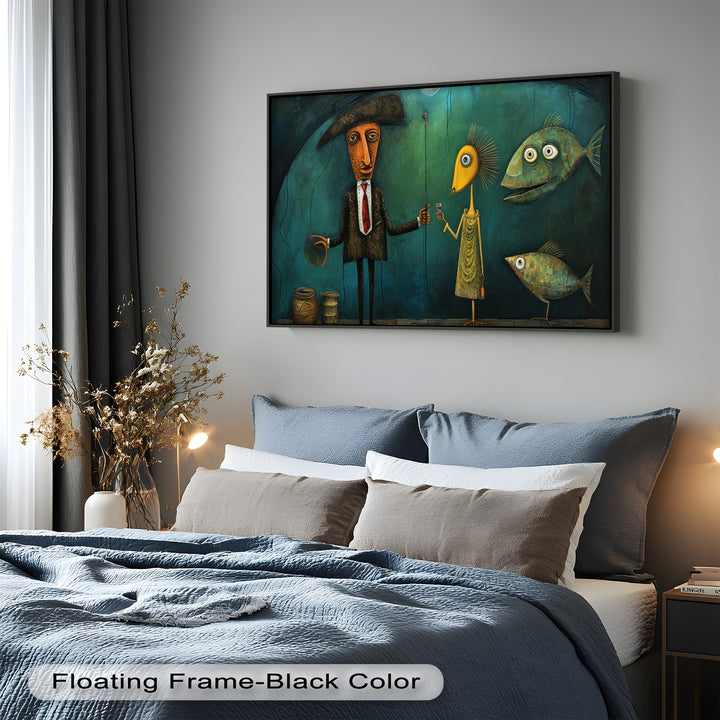 Underwater Toast – Whimsical Surrealist Picasso Oil Painting