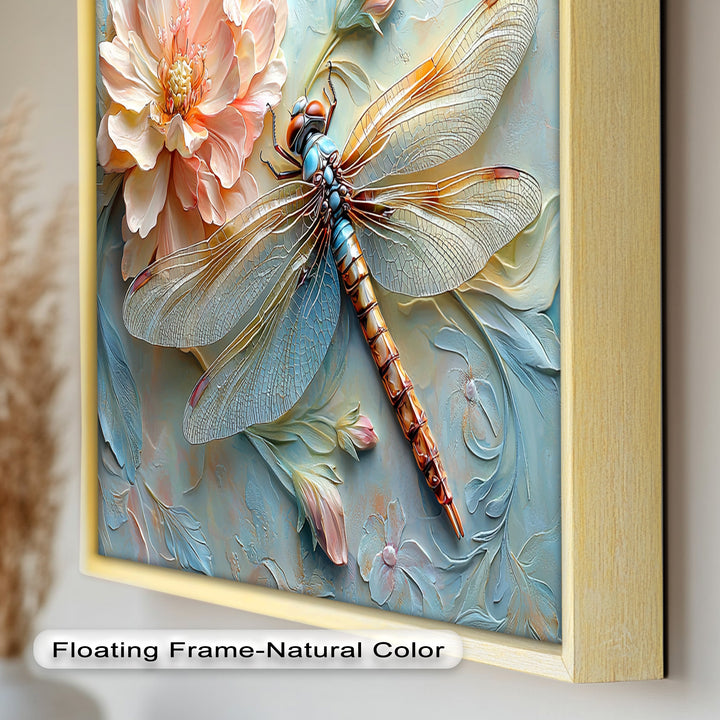 Floral Dragonfly Modern Art – Botanical Oil Painting