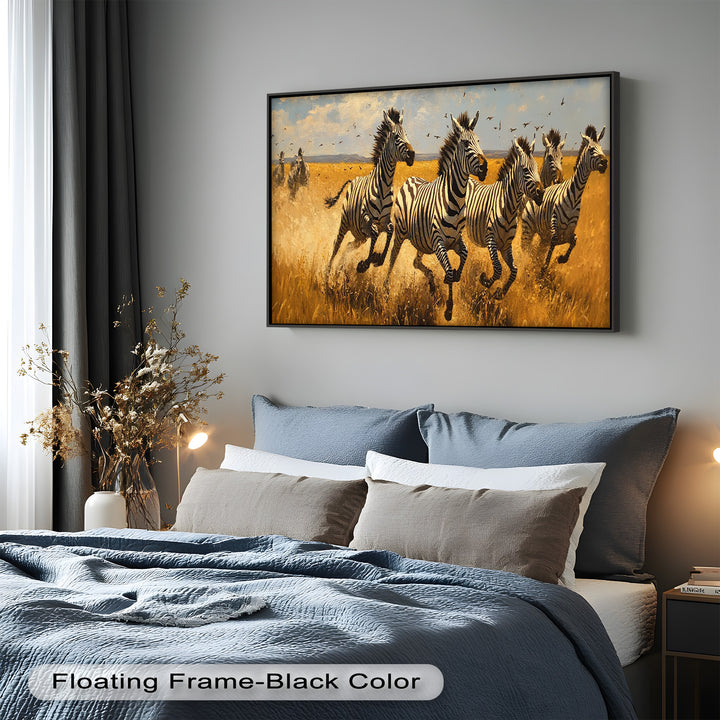 Thundering Zebra Herd – Wild Safari Oil Painting