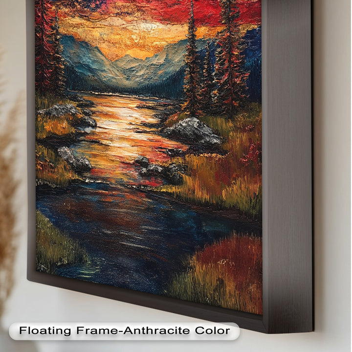 Amerikanische Flagge Sonnenuntergang Landschaft - Patriotisches Ölgemälde