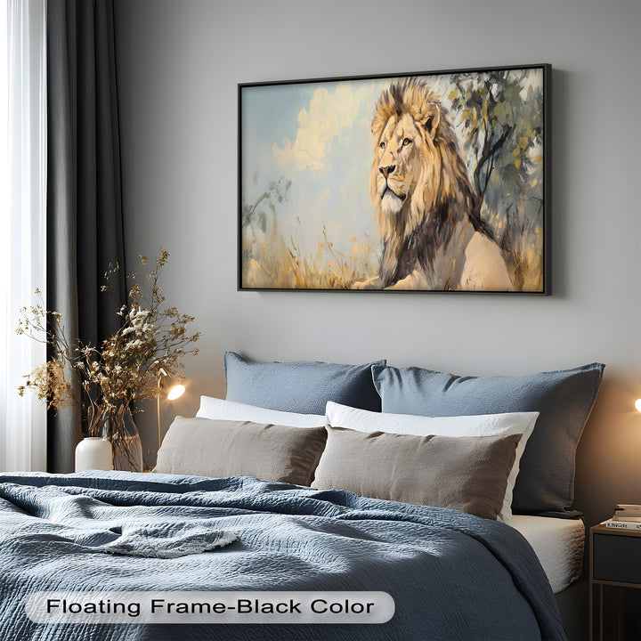 Lion Beneath African Sky - Animal Oil Painting