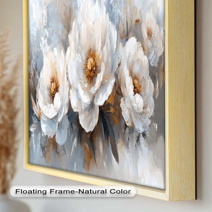 Ivory Garden Symphony – White Peony Bouquet Flower Oil Painting