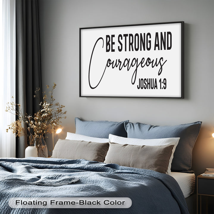  Inspirational Faith Oil Painting – Modern Typography Art with Joshua 1:9
