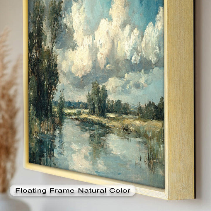 Golden Field & Mountain Horizon – Landscape Oil Painting