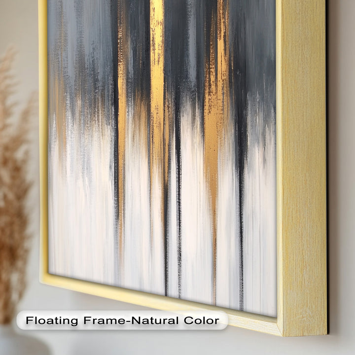 Modern Grey & Gold Abstract – Framed Oil Painting
