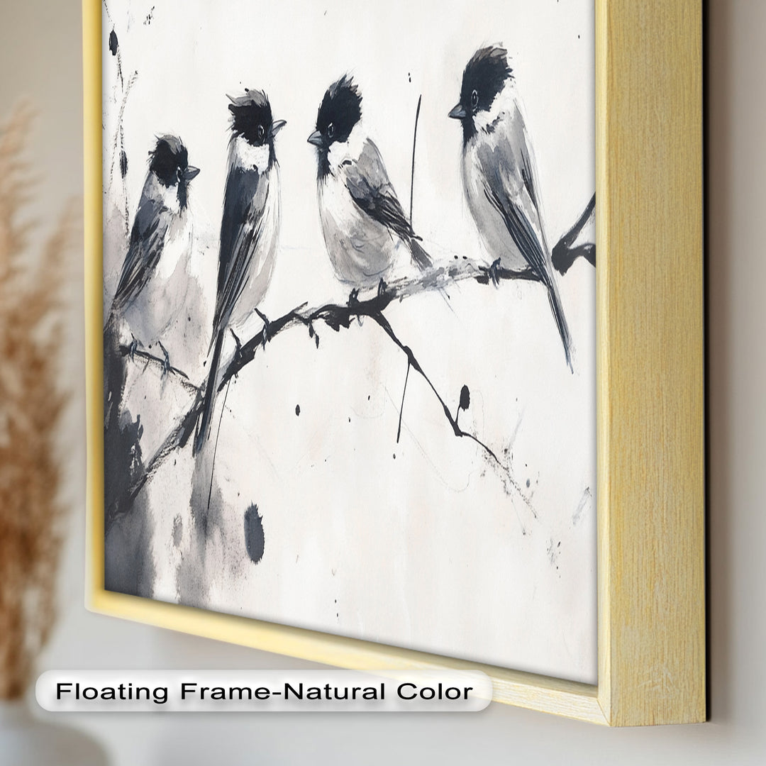 Monochromes Quartett – Vogel-Ölgemälde
