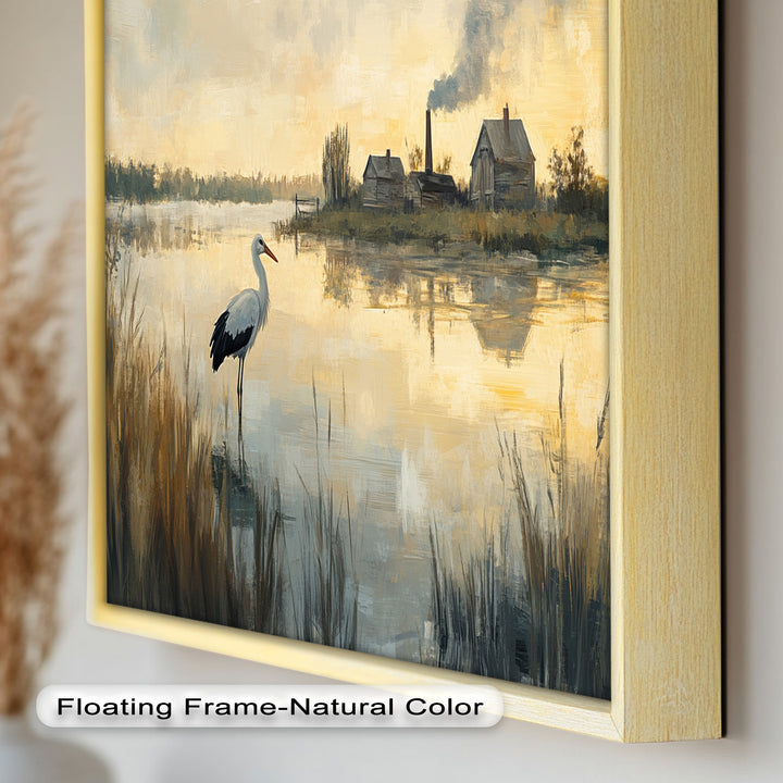Stork at Dusk – Animal Oil Painting
