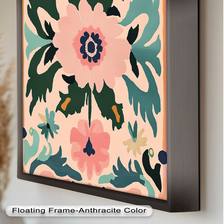 Folk Bloom – Symmetrisches Boho-Blumenölgemälde