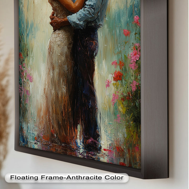 Romantic Couple Surrounded by Blooms - Love Oil Painting