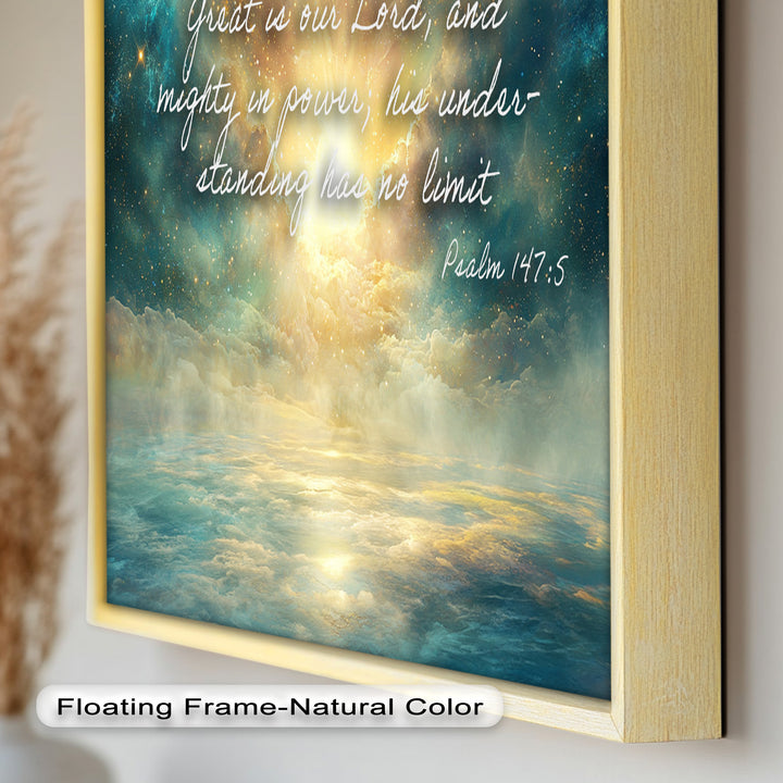 Psalm 147:5 – Mighty in Power Bible Verse Oil Painting