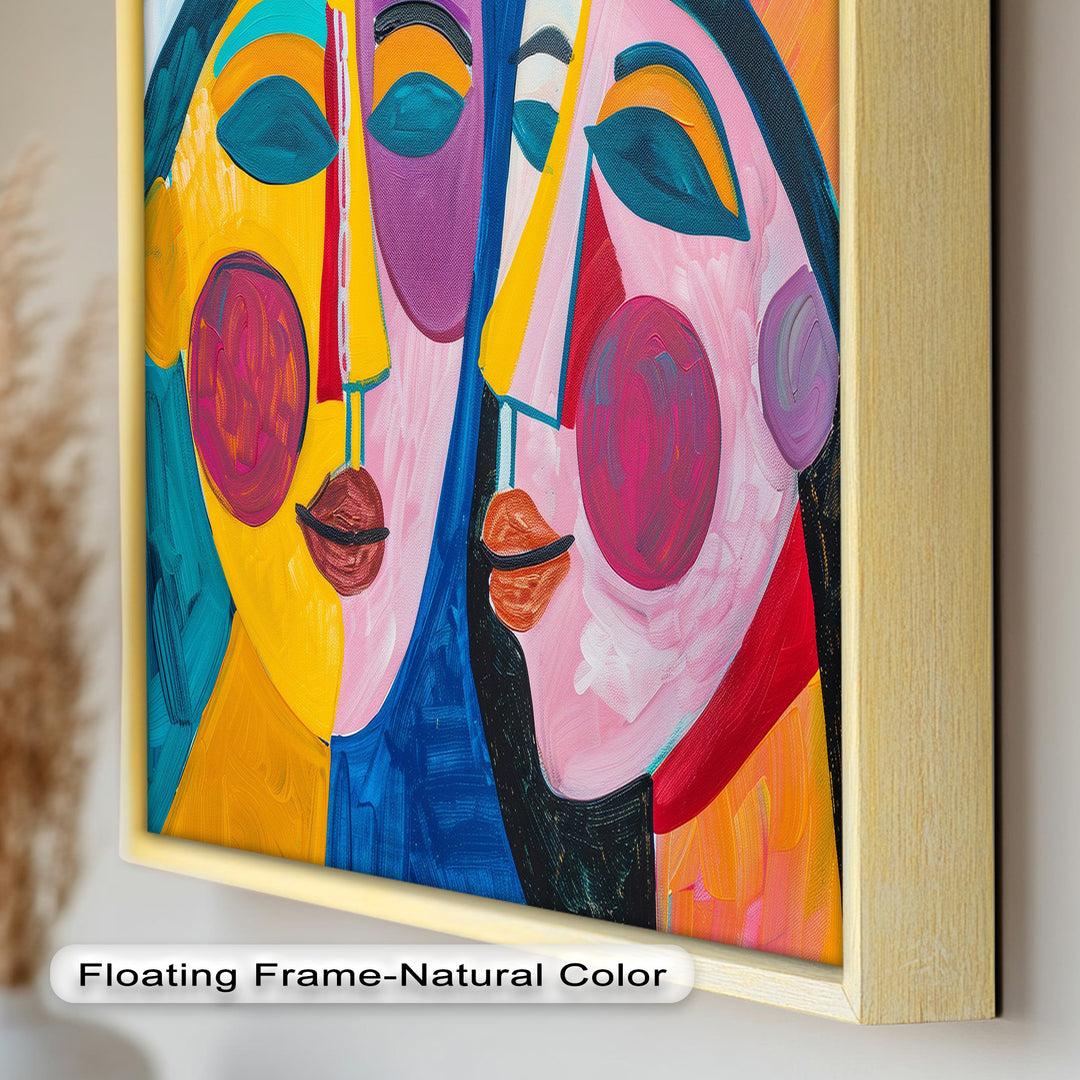 Unified Gaze – Vibrant Dual Portrait Picasso Oil Painting