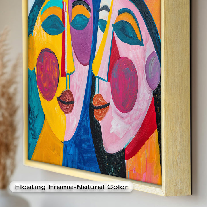 Unified Gaze – Vibrant Dual Portrait Picasso Oil Painting