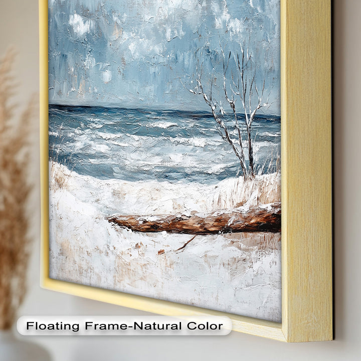 Snowy Coastal Wall Art - Winter Beach Seascape Oil Painting
