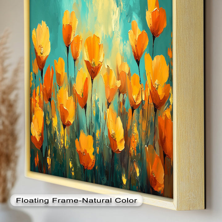 Leuchtend orangefarbene Mohnblumen-Wandkunst – Blumen-Ölgemälde
