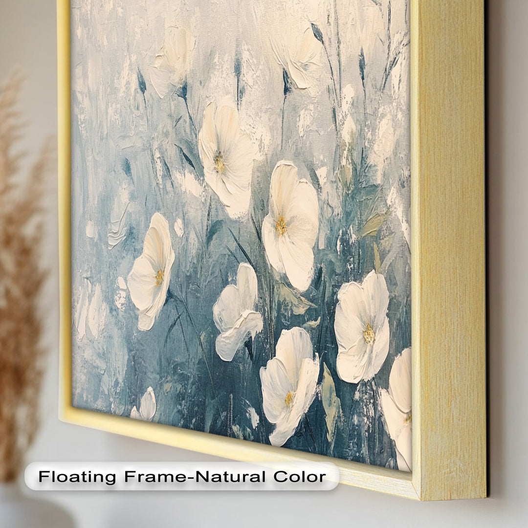 White Wildflower Art – Elegant Floral Oil Painting