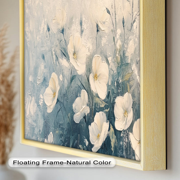 White Wildflower Art – Elegant Floral Oil Painting